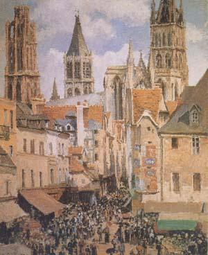Camille Pissarro The Old Marketplace in Rouen and the Rue de I'Epicerie (mk09) oil painting image